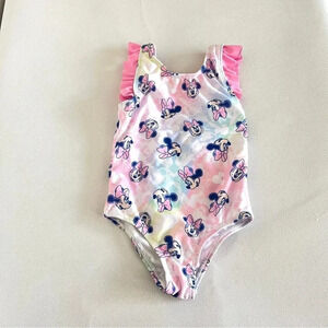 Disney Minnie Baby One Piece Swimsuit Size 2 Toddler Girls Pink Lined UPF 50+